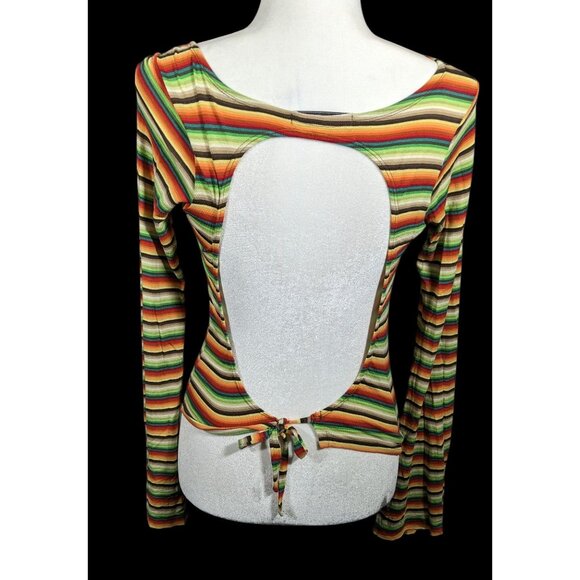Mais X Frida Retro Striped Open Back Top Size Large - Picture 2 of 7